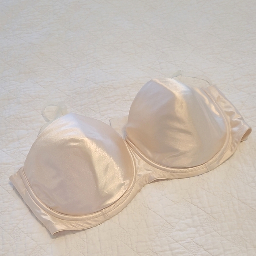 Cacique Cream Satin Sateen Convertible Strapless Underwire Bra 42DD